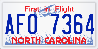 NC license plate AFO7364