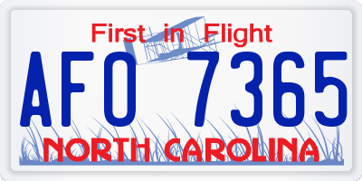 NC license plate AFO7365
