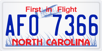 NC license plate AFO7366
