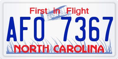 NC license plate AFO7367