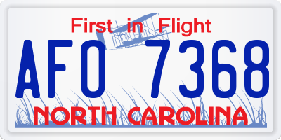 NC license plate AFO7368
