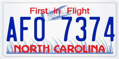 NC license plate AFO7374