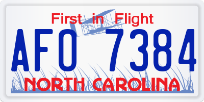 NC license plate AFO7384