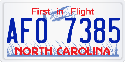 NC license plate AFO7385