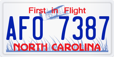 NC license plate AFO7387
