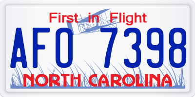 NC license plate AFO7398