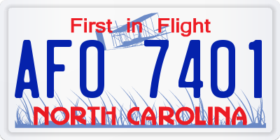 NC license plate AFO7401