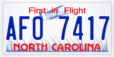 NC license plate AFO7417