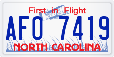NC license plate AFO7419