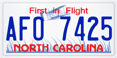 NC license plate AFO7425