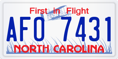 NC license plate AFO7431