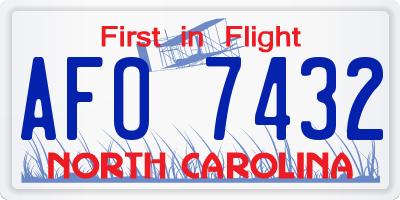 NC license plate AFO7432