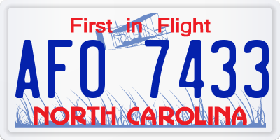 NC license plate AFO7433