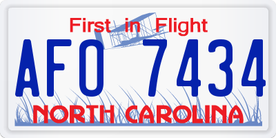 NC license plate AFO7434