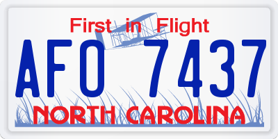 NC license plate AFO7437