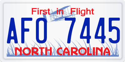 NC license plate AFO7445