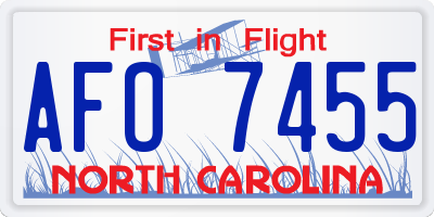 NC license plate AFO7455