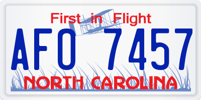 NC license plate AFO7457