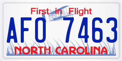 NC license plate AFO7463