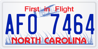 NC license plate AFO7464