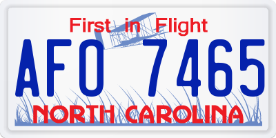 NC license plate AFO7465