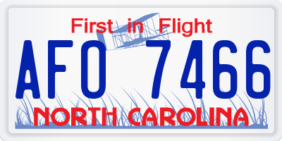 NC license plate AFO7466