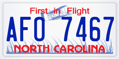 NC license plate AFO7467