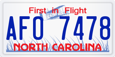 NC license plate AFO7478