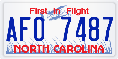 NC license plate AFO7487