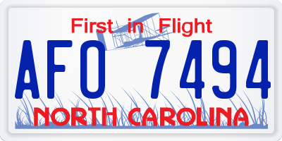NC license plate AFO7494