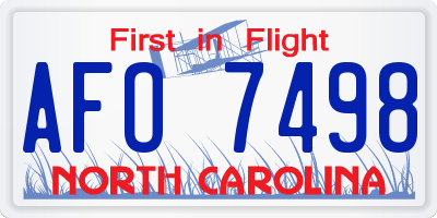 NC license plate AFO7498