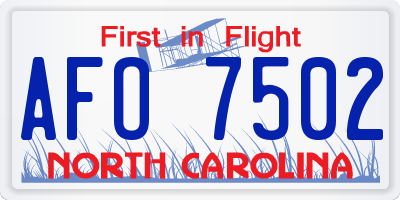NC license plate AFO7502