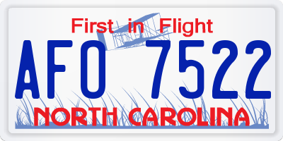 NC license plate AFO7522