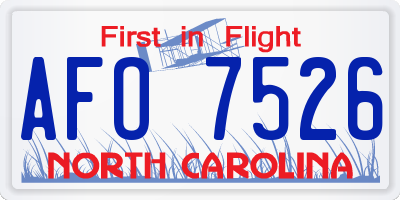 NC license plate AFO7526