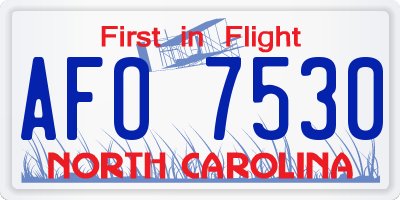NC license plate AFO7530