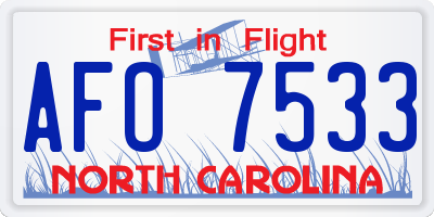 NC license plate AFO7533