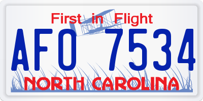 NC license plate AFO7534