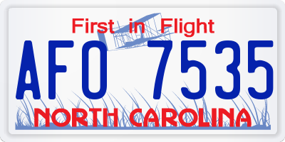 NC license plate AFO7535
