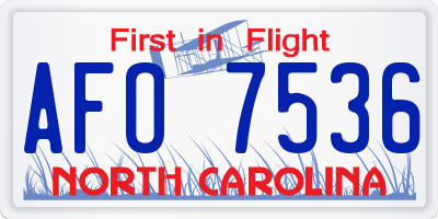 NC license plate AFO7536