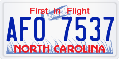 NC license plate AFO7537