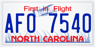 NC license plate AFO7540
