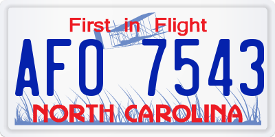 NC license plate AFO7543
