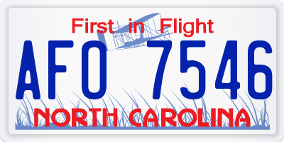 NC license plate AFO7546