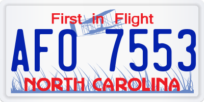 NC license plate AFO7553