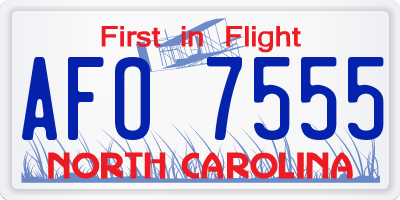 NC license plate AFO7555