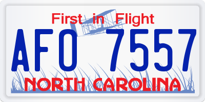 NC license plate AFO7557