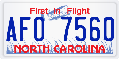 NC license plate AFO7560