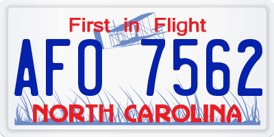 NC license plate AFO7562