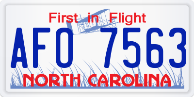 NC license plate AFO7563