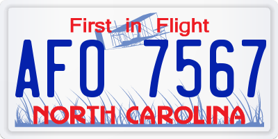 NC license plate AFO7567